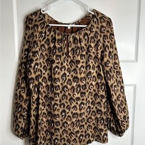 Tory Burch Brown Leopard Print Blouse